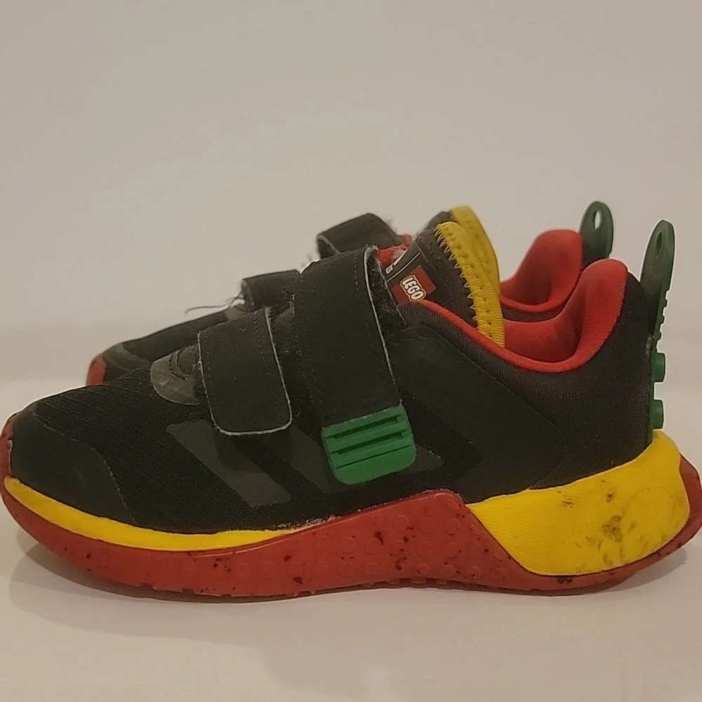 adidas Kids Black, Red, and Yellow Sneakers Skze 7 Lego Sneakers Hook And Loop C